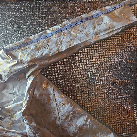 Manfinity Pastel Eggshell Blue Gold Metallic Floral Suit Coat Blazer - Picture 13 of 15